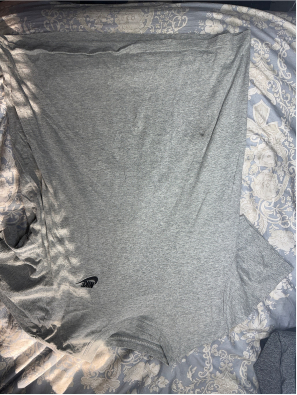 Men's Nike Short Sleeve Tee Shirt Grey Black Logo Size L